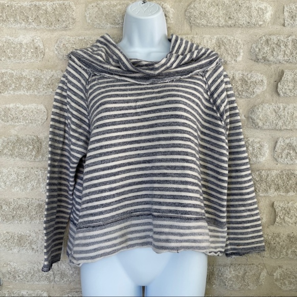 Free People stripe French terry boxy sweater L